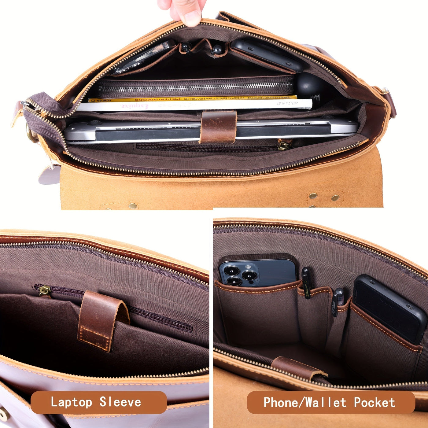 Charles | Genuine Leather Men's Briefcase Messenger Bag