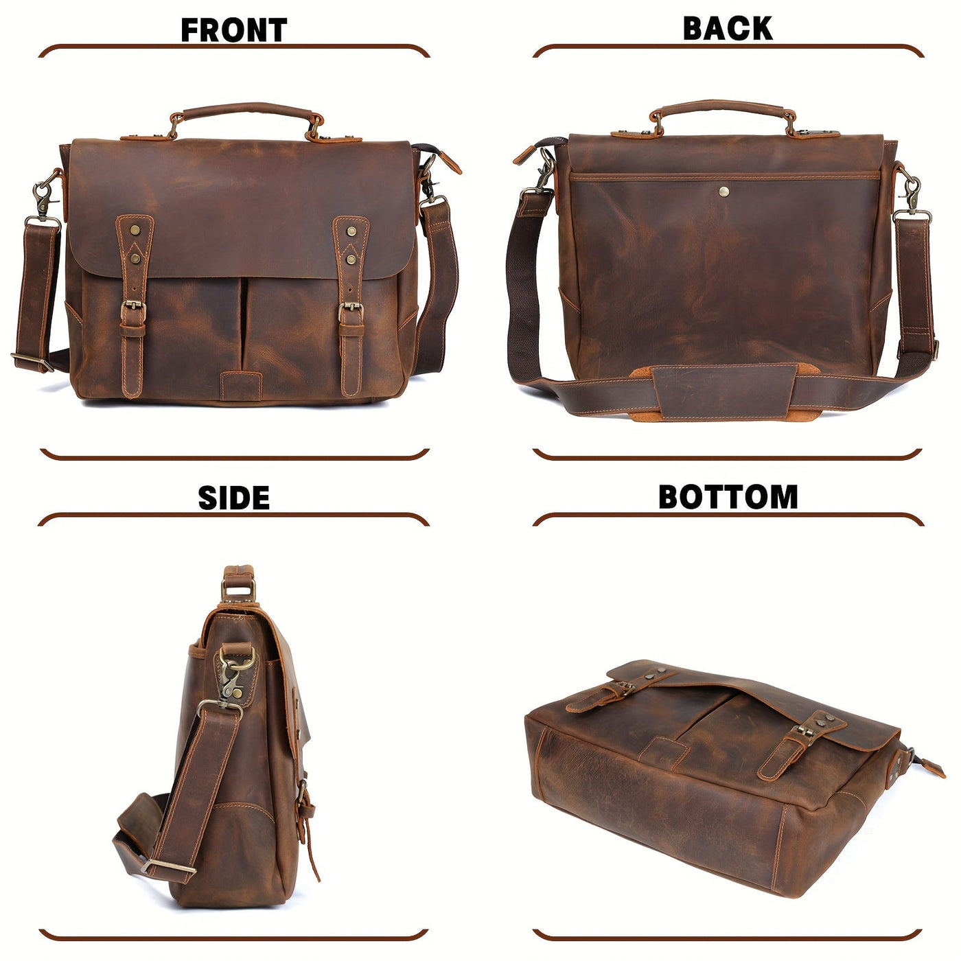 Charles | Genuine Leather Men's Briefcase Messenger Bag