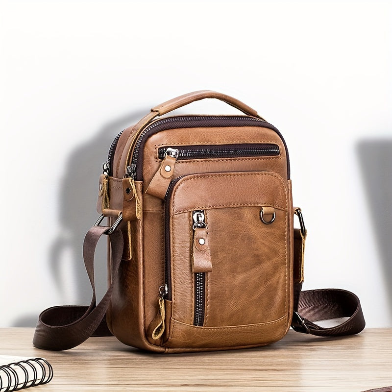 Philip | Retro Multi-layer Genuine Leather Sling Bag