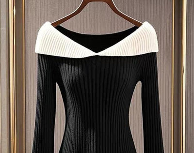 Bianca® | Black and White Color Block Sweater